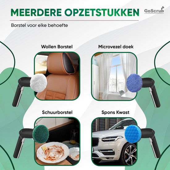 GoScrub® Elektrische Schoonmaakborstel Met Steel – Hero V1 – Zwart – 8 Opzetstukken