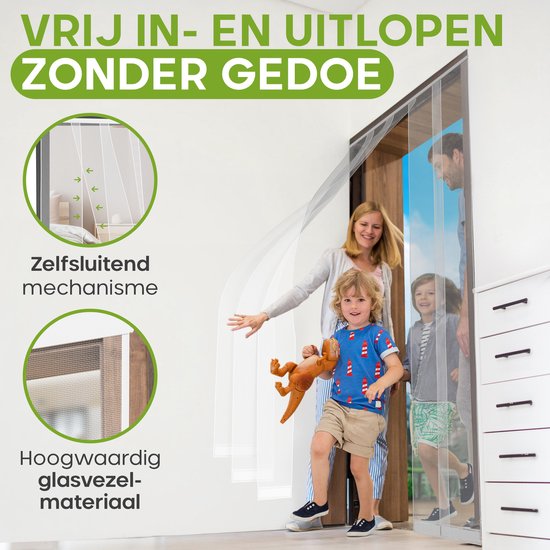 O'DADDY® Vliegengordijn Lamellenhor - 100x260 cm - Deurgordijn - Hordeur - Aanpasbaar Ontwerp - Glasvezel - Deurhor Wit
