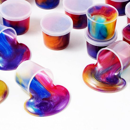 Partizzle 24x Galaxy Slijm Pakket - Universum Astronaut Uitdeelcadeautjes - Grabbelton Maken Slime Speelgoed - Traktatie Cadeautjes voor Kinderen - Gekleurd