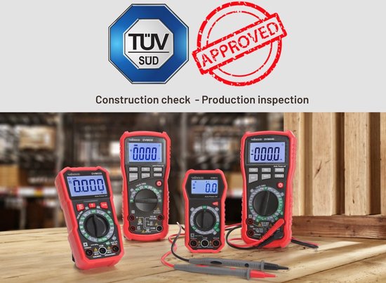 Velleman Digitale multimeter, datahold, contactloze spanningsdetectie, met REL-functie, geschikt voor het meten van AC/DC-stroom, AC/DC-spanning, weerstand, frequentie, temperatuur, continuïteit, inclusief meetsnoeren