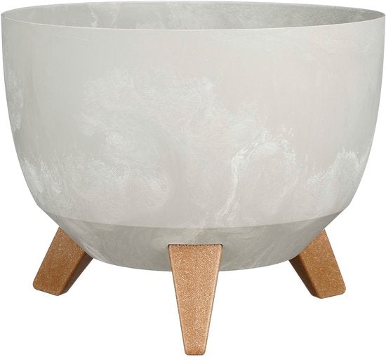Mica Decorations Doppio Plantenbak op Poten - 18,5 x Ø29 cm - Plantenbakken voor Buiten - Bloembakken voor Balkon - Gerecycled Plastic - Grijs