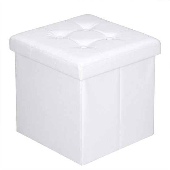 Casaria Poef met Opbergruimte - 40x40x40cm 40L Kunstleer – Wit