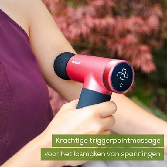 Beurer MG 195 HOT & COLD Limited Edition 25 Massage Gun - Verwarmt & koelt spieren - Incl. 7 opzetstukken - 9 Intensiteitsniveaus - Krachtige accu - Draadloos gebruik - 3 Jaar garantie - Bordeaux/zwart