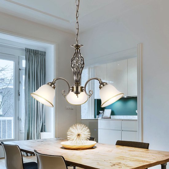 Kroonluchter Globo Odin LED - Klassiek - Messing met mat glas 2