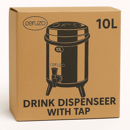 Ceruzo Thermos Drankdispenser - 10 Liter - RVS - Geïsoleerde dispenser met kraan
