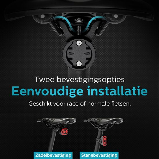 Inlustro Smart Fietslamp Set - Achterlicht met Remsensor / Zadelbevestiging - LED Fietslampjes Rood en Wit - Fietslicht Koplamp Voorlicht - USB Oplaadbaar / Waterdicht