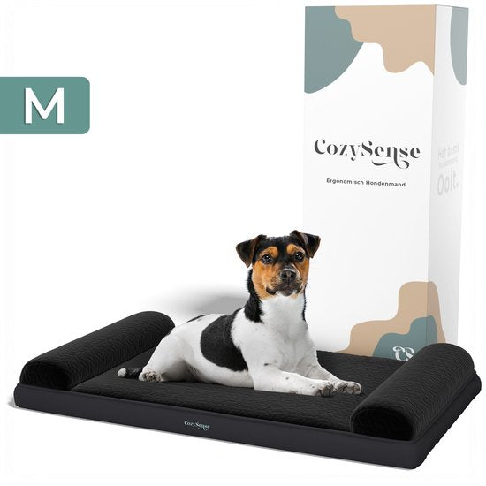 CozySense® Orthopedisch Hondenkussen - 75 X 45 cm - Maat M - Waterdicht - Geschikt Als Benchkussen & Hondenbed - Wasbare Hoes - Zwart