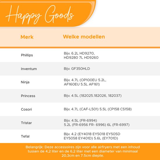 Happy Goods Heteluchtfriteuse XL Accessoires - geschikt voor Airfryer Accessoires - ⌀ 20 CM - Bakpapier - Siliconen Bakje - Bakvorm Rond - Muffin Bakvormen