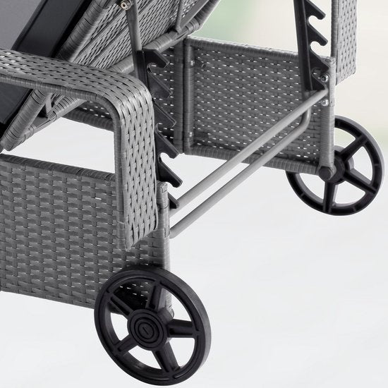 Casaria Polyrattan Ligstoel – Incl. Kussen 160 Kg – Grijs Antraciet