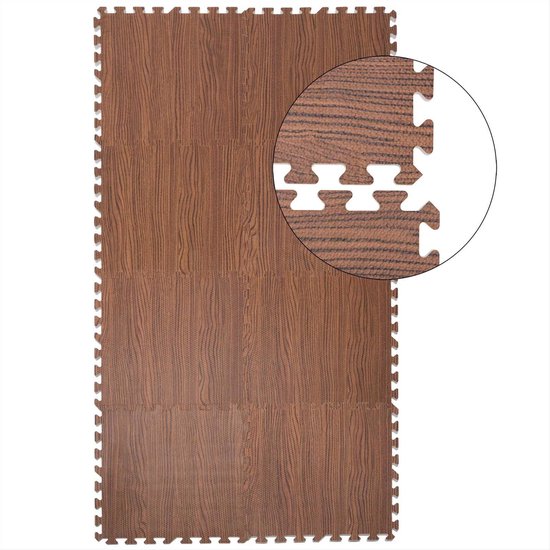 Puzzelmat Set van 8 – Vloerbescherming 45x45cm – Houtlook