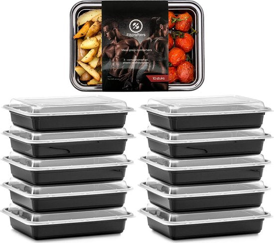 Fitcrafters Meal Prep Bakjes - Vershoudbakjes - Diepvriesbakjes - 10 Stuks - 1 Compartiment - 1L - BPA vrij