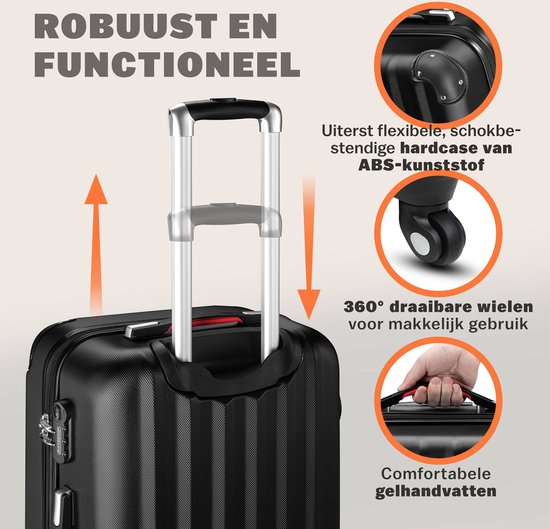 Monzana Hardcase Kofferset Baseline – 3 Stuks M/L/XL - Zwart