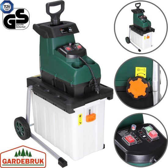 Gardebruk Hakselaar - Elektrisch 3100W 45mm Takdikte 60l - Groen