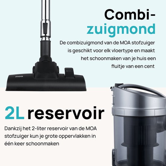 MOA Stofzuiger Zonder Zak - Inclusief HEPA H13 Filter - Combi Zuigmond - Stofzuiger - 900W - Grijs