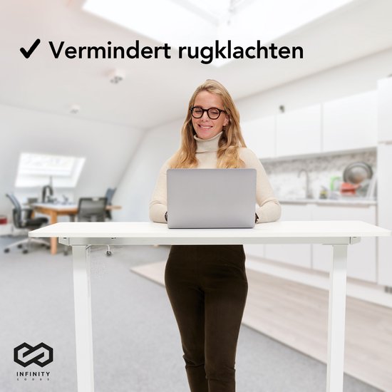 Infinity Goods Elektrisch Zit Sta Bureau - Verstelbare Hoogte- 140 x 60 CM - Wit