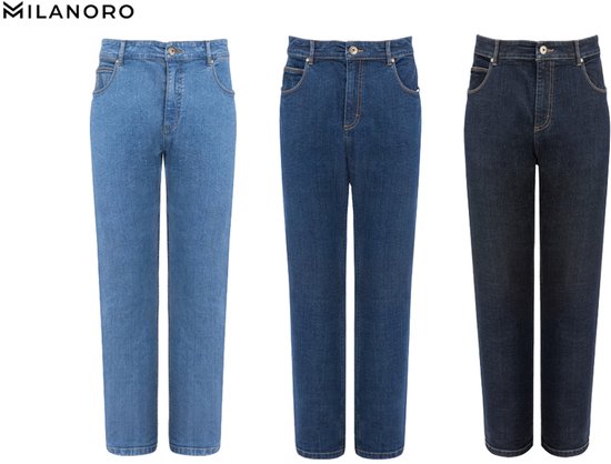 Milanoro - Stijlvolle jeansbroek voor heren - Zwartblauw - W38 - L30