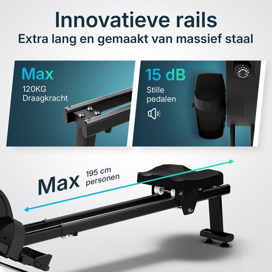 Flowsense Roeiapparaat - Roeimachine - Geluidsstil - Magnetische Roeitrainer Fitness - Rowing Machine 16 Weerstandniveaus - LCD Monitor