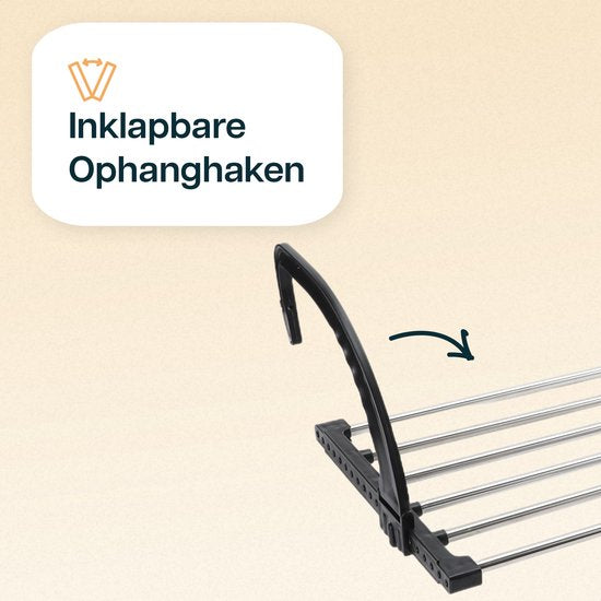 Duna Droogrek Hangend - Wasrek Uitklapbaar - Wanddroogrek - Tot 5,4m Drooglengte - Hangdroogrek - Deur - Balkon - Radiator - Met Sokkenrekje
