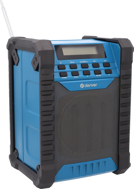 Denver Bouwradio DAB - Bluetooth - met Accu - AUX - FM - USB-C - Spatwaterdicht - WRD60