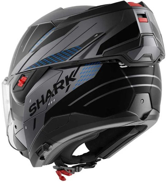 SHARK Oxo Rydger Mat Antraciet Blauw Zwart ABK Systeemhelm - Maat M - Helm