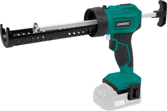VONROC Elektrische Kitspuit – Anti-drup, Variabele Snelheid & 120 kg Duwkracht – 1–4 mm/s – 290-310 ml – Zwart