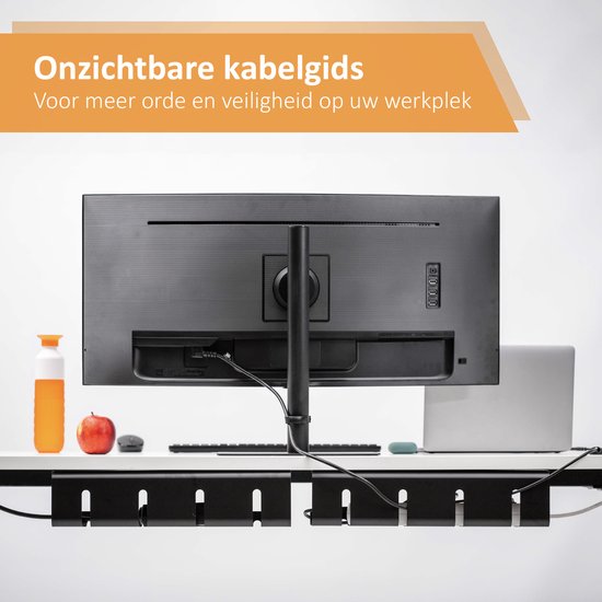 Stilemo Kabelgoot Bureau 2 Delig - Cable Management - Kabelhouder 43 CM - Kabelbox - Kabel Organiser 5 KG Draagkracht - Opberbox Stekkerdoos - Zwart - Incl. Accessoires
