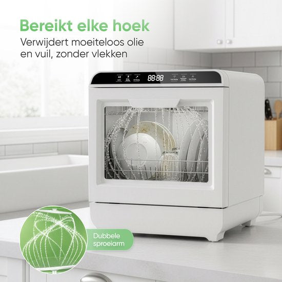 Heevey Mini Vaatwasser - Vrijstaande vaatwasser - Campingvaatwasser - 5 Wasprogramma's - Afwas - Sterilisatiesysteem - Droogfunctie 75°C