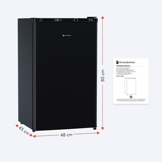 KitchenBrothers Koelkast - 88L - Tafelmodel - IJskast - Frigo - Vrijstaand - Zwart