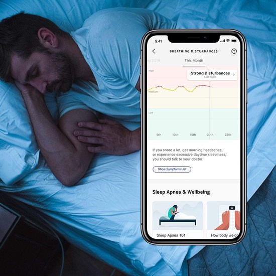 Withings Sleep Analyzer - Detectie van slaapapneu - snurkdetectie - slaapanalyse - hartslagmonitoring