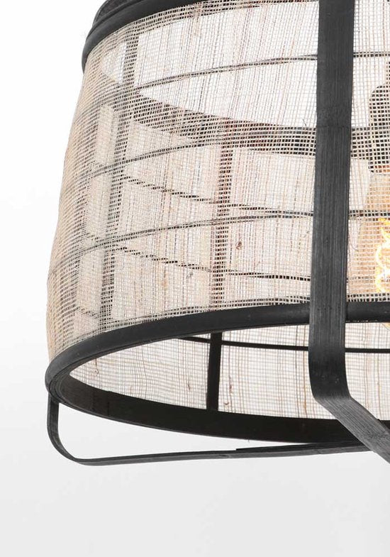 Anne Lighting - hanglamp - Capos - zwart - hout stof - Ø 48cm - E27 - 3511ZW