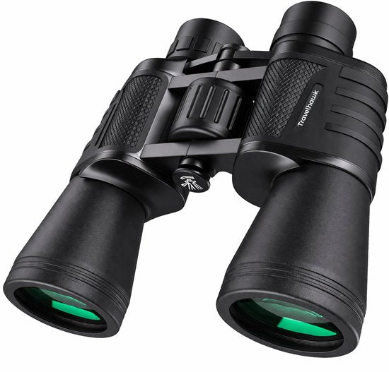 Travelhawk Verrekijker - 20x50 - BAK4 - Full Multi-Coated (FMC) - Compacte verrekijker - Waterdicht - Met nekkoord, draagtas - voor vogels kijken, jagen, theater - Zwart