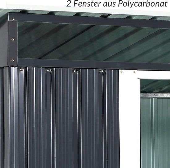 Gardebruk Tuinhuisje Metaal - Met Fundering & Deuren – 196x122x180 cm - Antraciet