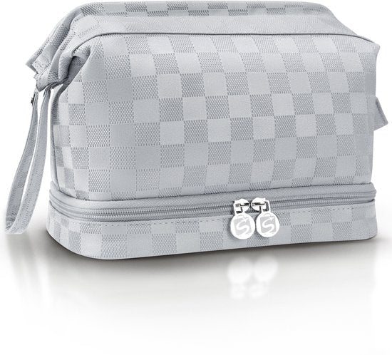 SC Travel Essentials - Toilettas en Make-up Organizer - Waterdicht en Compact - Geschikt voor Reis en Dagelijks Gebruik - Unisex - Zilver