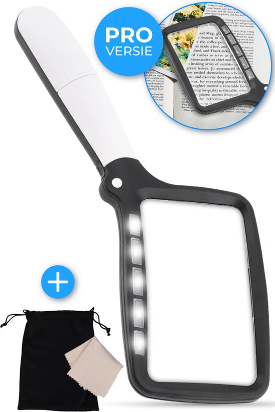 Nuvance - Vergrootglas met Verlichting - Loep - Vergrootspiegel - Loeplamp met Led Verlichting - Leesloep voor Volwassenen en Ouderen