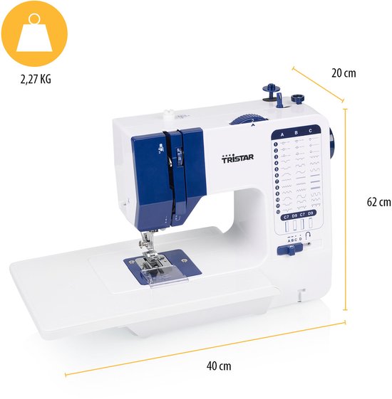 Tristar SM-6005 Naaimachine – 38 Steken – Compact & Krachtig – Automatische Draadinrijger – LED Verlichting – Inclusief Accessoires