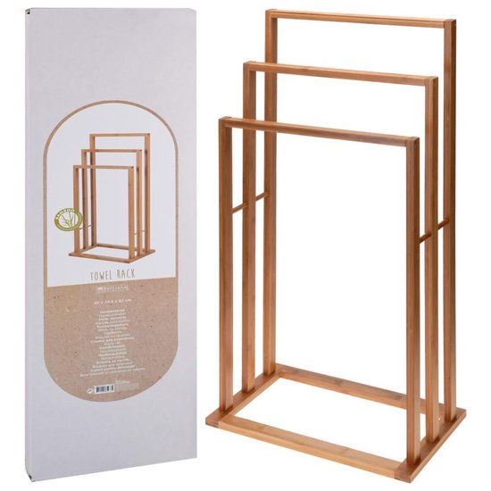Made4Home - Handdoekrek Bamboe met 3 stangen - 40X24X82CM