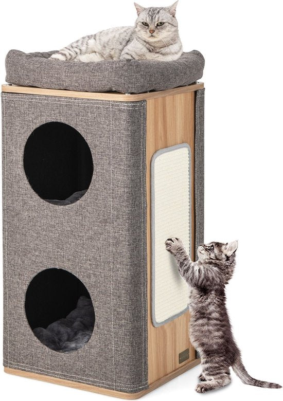 Coast Kattenhuis - 2 Verdiepingen - Max. 20 kg - Grijs / Hout