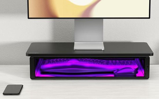 Kensington UVStand™ Monitorstandaard met UVC Sterilisatie Compartiment/Opberglade - Zwart