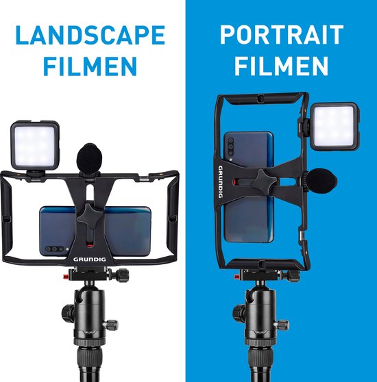 Grundig Smartphone Video Rig - Handgreep - Zwart/ Rood