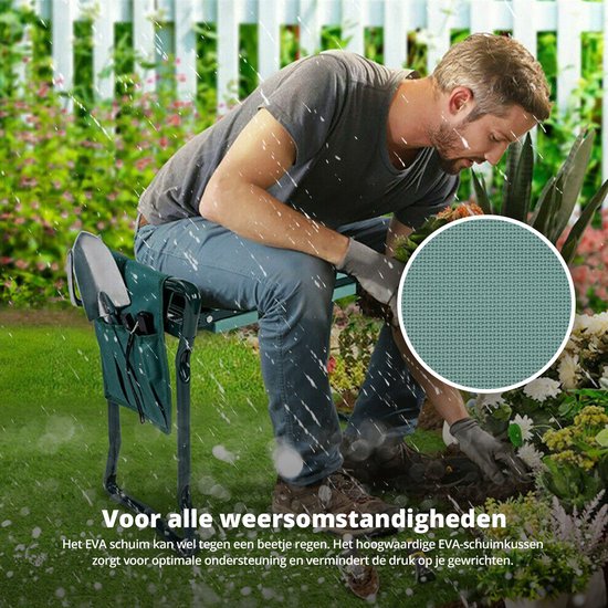 FlinQ Opvouwbaar Kniebankje - Kniekussen/Zitkussen EVA-schuim -- Kniebeschermers voor o.a Stratenmarker/Klussen/Bouw/Tuinieren - Tuinier Kniebankje - Tuinkruk - Knielbankje Voor Tuinieren - Tot 150 KG - incl gereedschapstassjes