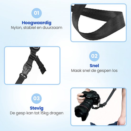 Techvavo® Verstelbare Camera Strap - Schouderriem voor Digitale en Spiegelreflex Camera - Camera Schouderband - Comfortabel en Duurzaam