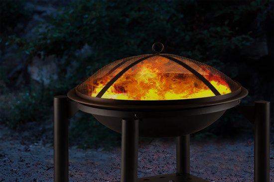 Gardebruk Vuurschaal - Ø55cm Pook Vonkrooster Deksel – Zwart