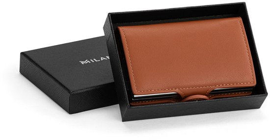 Milanoro - Compacte bankkaartbeschermer met RFID-blokkeertechnologie - Donkerbruin - Dubbele bankkaartbeschermer