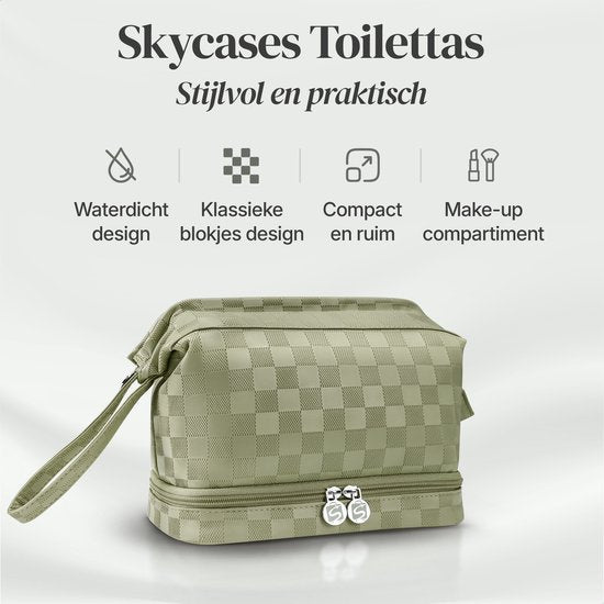 SC Travel Essentials - Toilettas en Make-up Organizer - Waterdicht en Compact - Geschikt voor Reis en Dagelijks Gebruik - Unisex - Matcha Groen