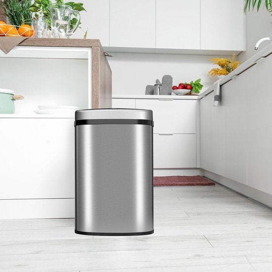 Automatische Prullenbak / Afvalemmer / Sensorprullenbak - 50 Liter - Zilver - Rechthoek