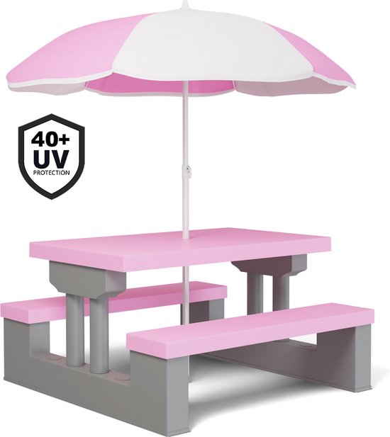 Spielwerk Kinder Tuinset – Incl. Parasol UV-bescherming - Roze Grijs
