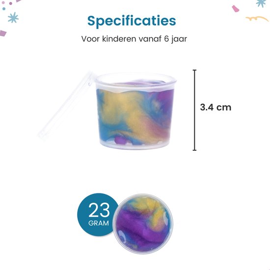 Partizzle 24x Galaxy Slijm Pakket - Universum Astronaut Uitdeelcadeautjes - Grabbelton Maken Slime Speelgoed - Traktatie Cadeautjes voor Kinderen - Gekleurd