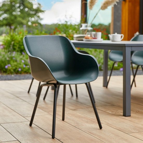 Hartman Sophie elegance tuinstoel - Donkergroen - set van 2 - zwart rondo onderstel