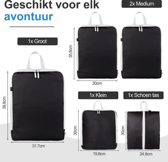saaf Compression Packing Cubes Set - 5-delig - Zwart