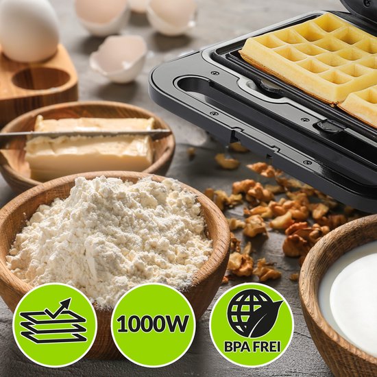Monzana Sandwich Tosti Apparaat - 3 in 1 Afneembare Platen - Zwart